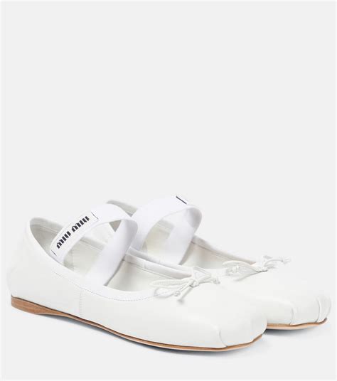 miu miu white flats|saks miu miou flats.